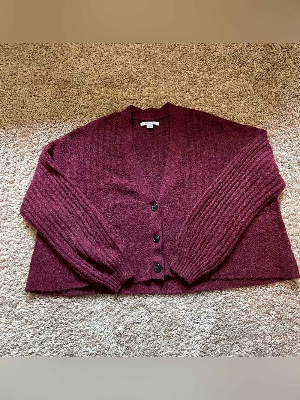 American Eagle Outfitters Women’s Medium Burgundy Button-Front V-Neck Cardigan